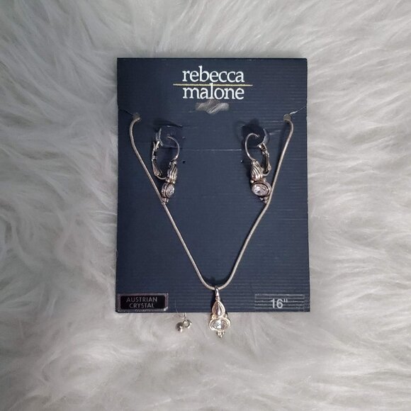 NWT Rebecca Malone Australian Crystal Necklace & Earring Set - Picture 1 of 5